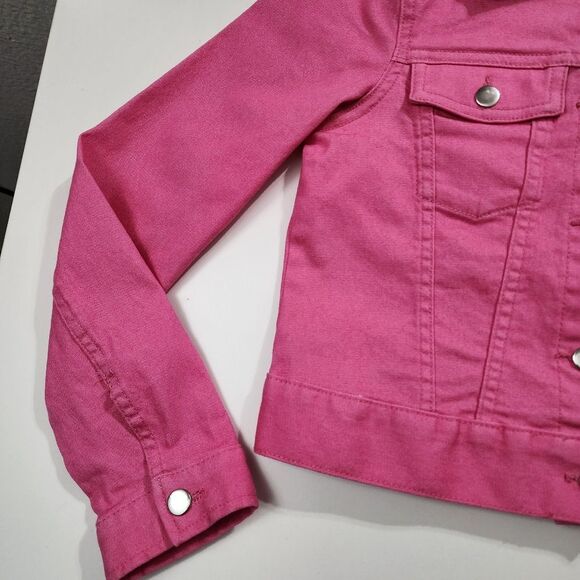 Girls H&M Bright Pink Cerise Denim Button Up Cotton Jacket Size 8 NEW w/o Tags - Picture 5 of 8